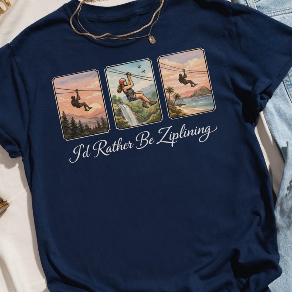 I'd Rather Be Ziplining T-Shir - Outdoor Adventure Zipline บทวิจารณ์และราคา