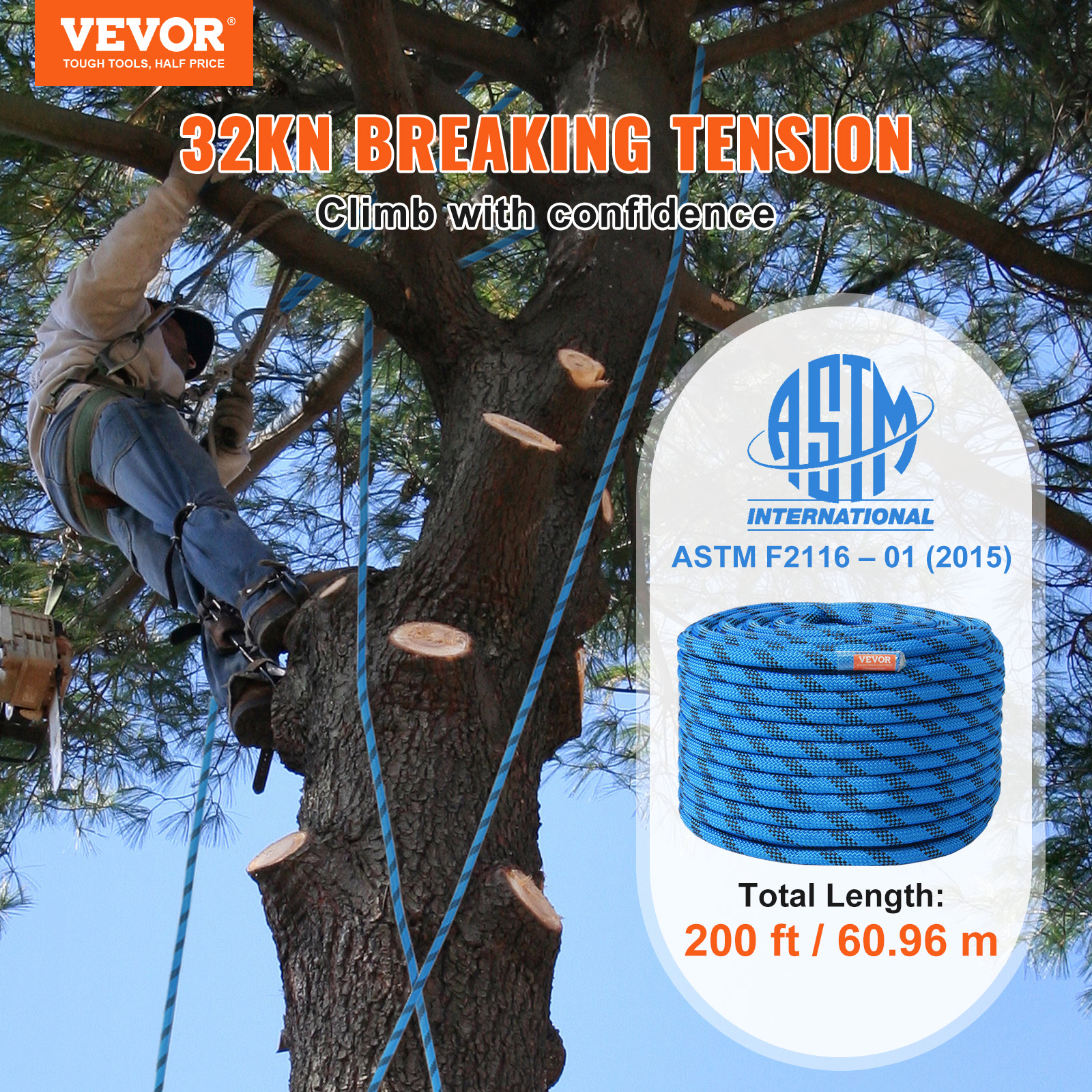 VEVOR 12.7mm Static Climbing R - Rope Climbing Static บทวิจารณ์และราคา