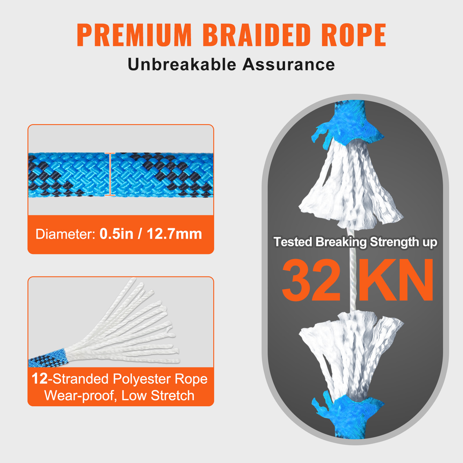 VEVOR 12.7mm Static Climbing R - Rope Climbing Static บทวิจารณ์และราคา